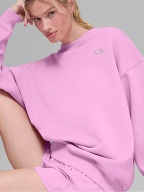 ALO Yoga Candy Pink Relaxed Crewneck Sweatshirt